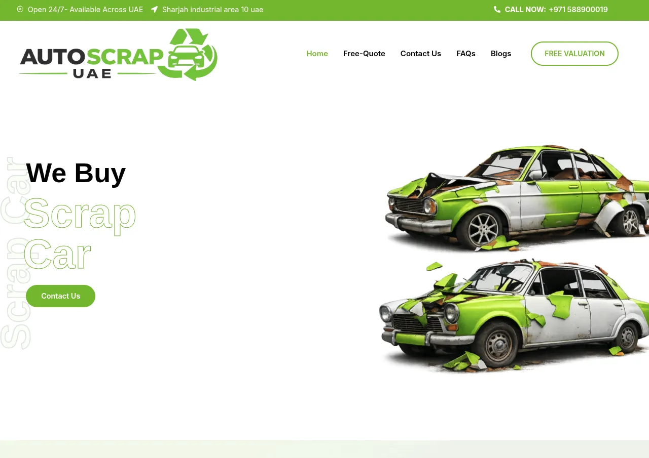 Screenshot of Auto Scrap UAE website