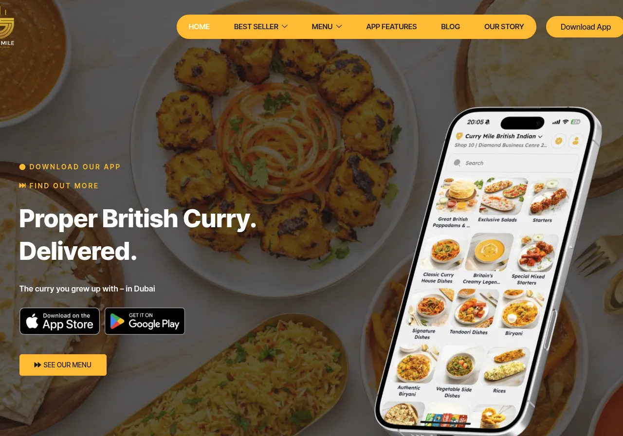 Screenshot of Curry Mile website