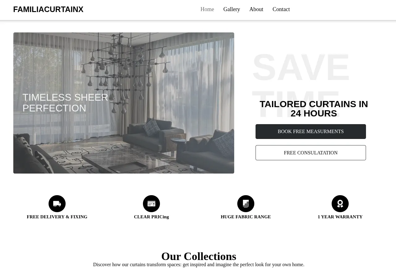 Screenshot of Familia Curtain X website