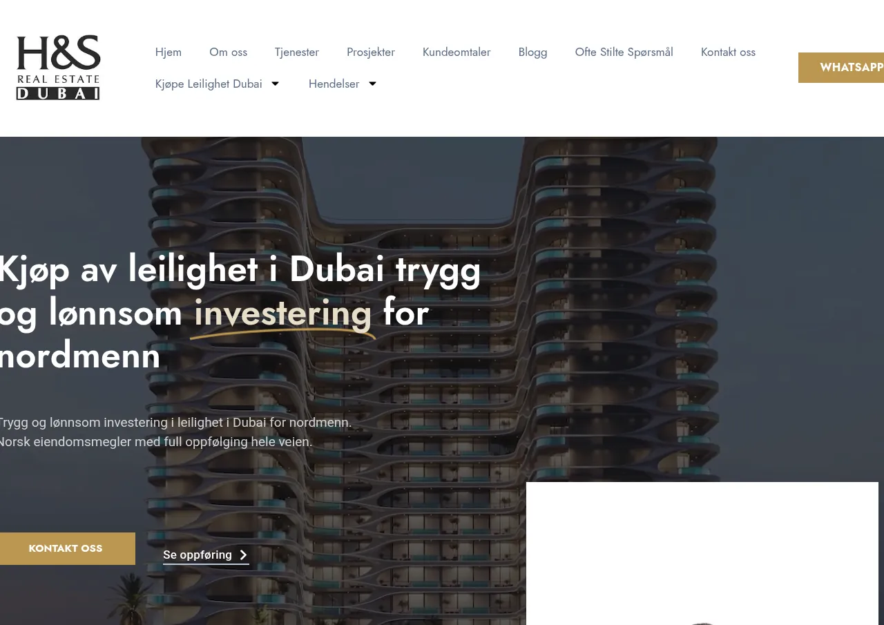Screenshot of Eiendom i Dubai website