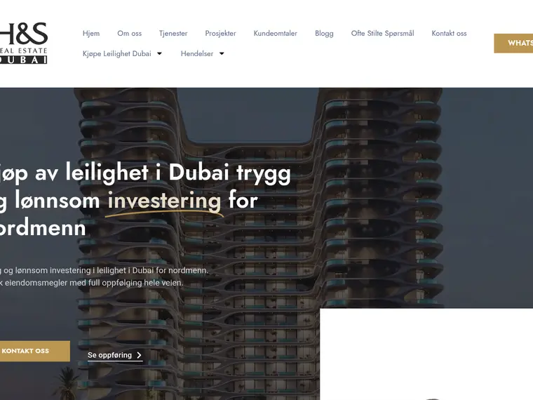 Screenshot of Eiendom i Dubai website - Real Estate Investment Website