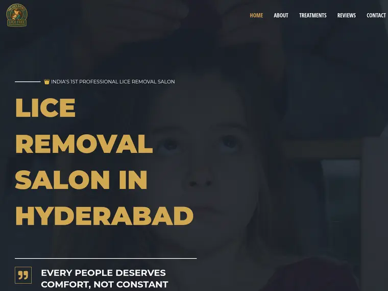 Screenshot of Lice Xpert Salon website - Healthcare & Treatment Booking Website