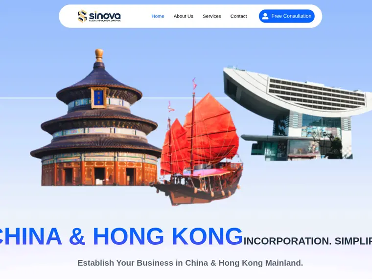 Screenshot of Sinova Advisory website - Financial & Business Consulting Website