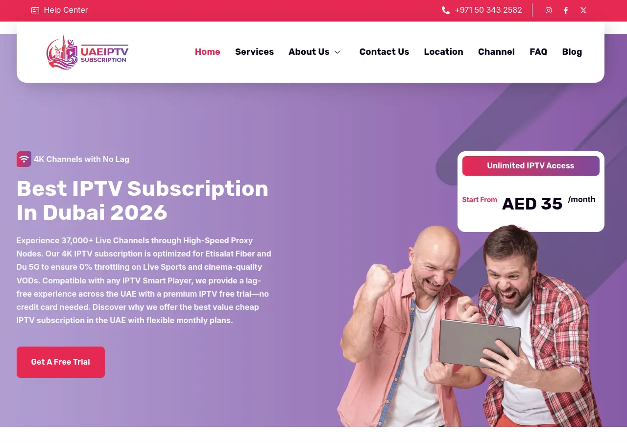 Screenshot of UAE IPTV Subscription website