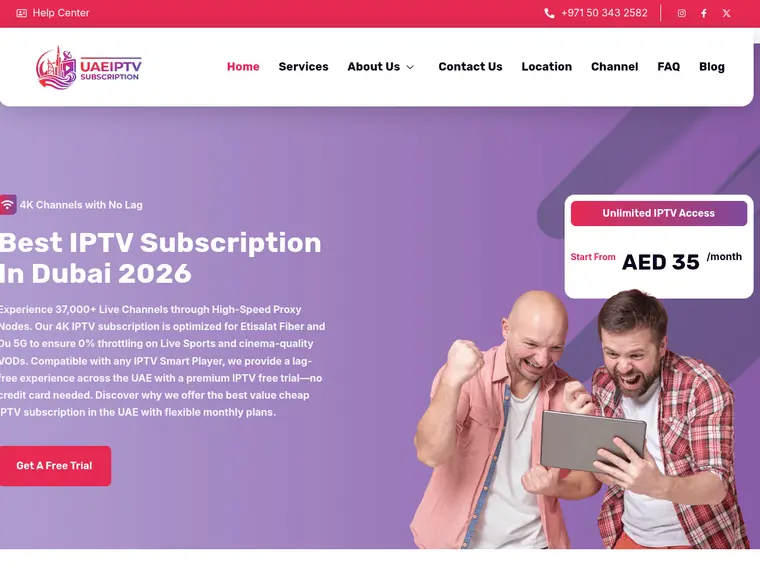 Screenshot of UAE IPTV Subscription website - Streaming Subscription Service Website